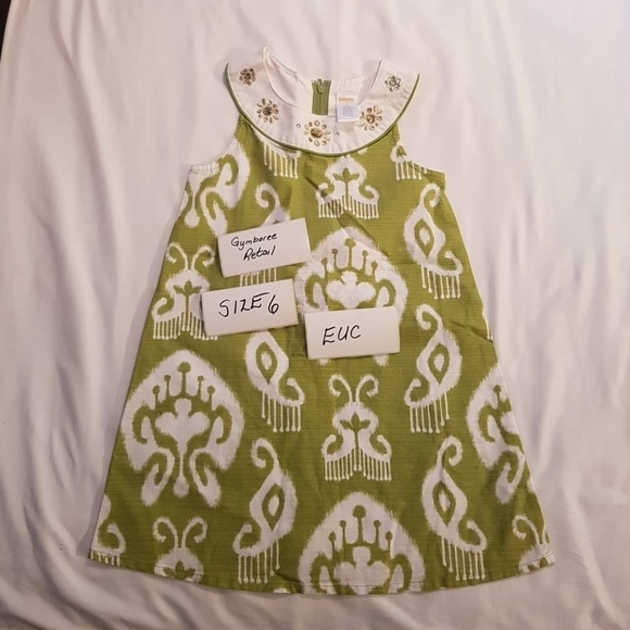 Gymboree girls dress Batik Summer green & white dress size 6 - Picture 1 of 1